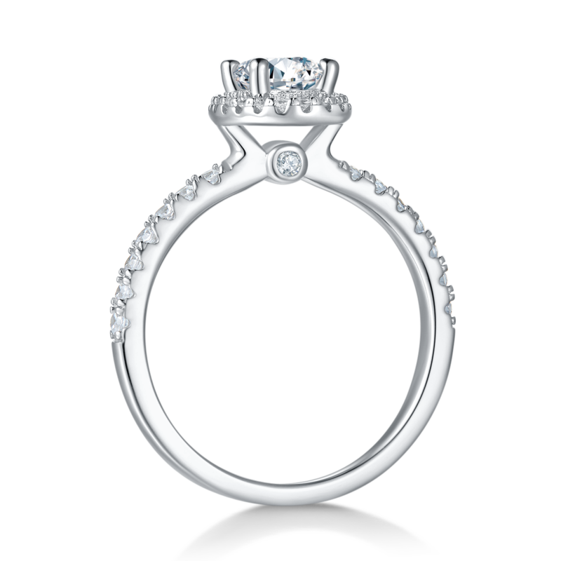 Affordable Luxury蛋形S925银镀白金MoissaniteWomen's Ring1.0ctD级